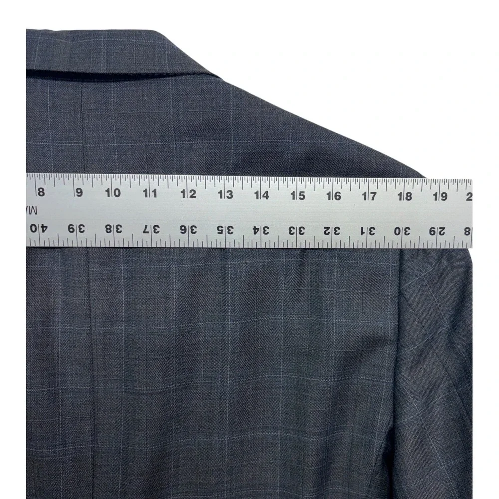 Hart Schaffner Marx 40L 34x30 Charcoal Windowpane 2pc Pant Suit USA Wool Chicago